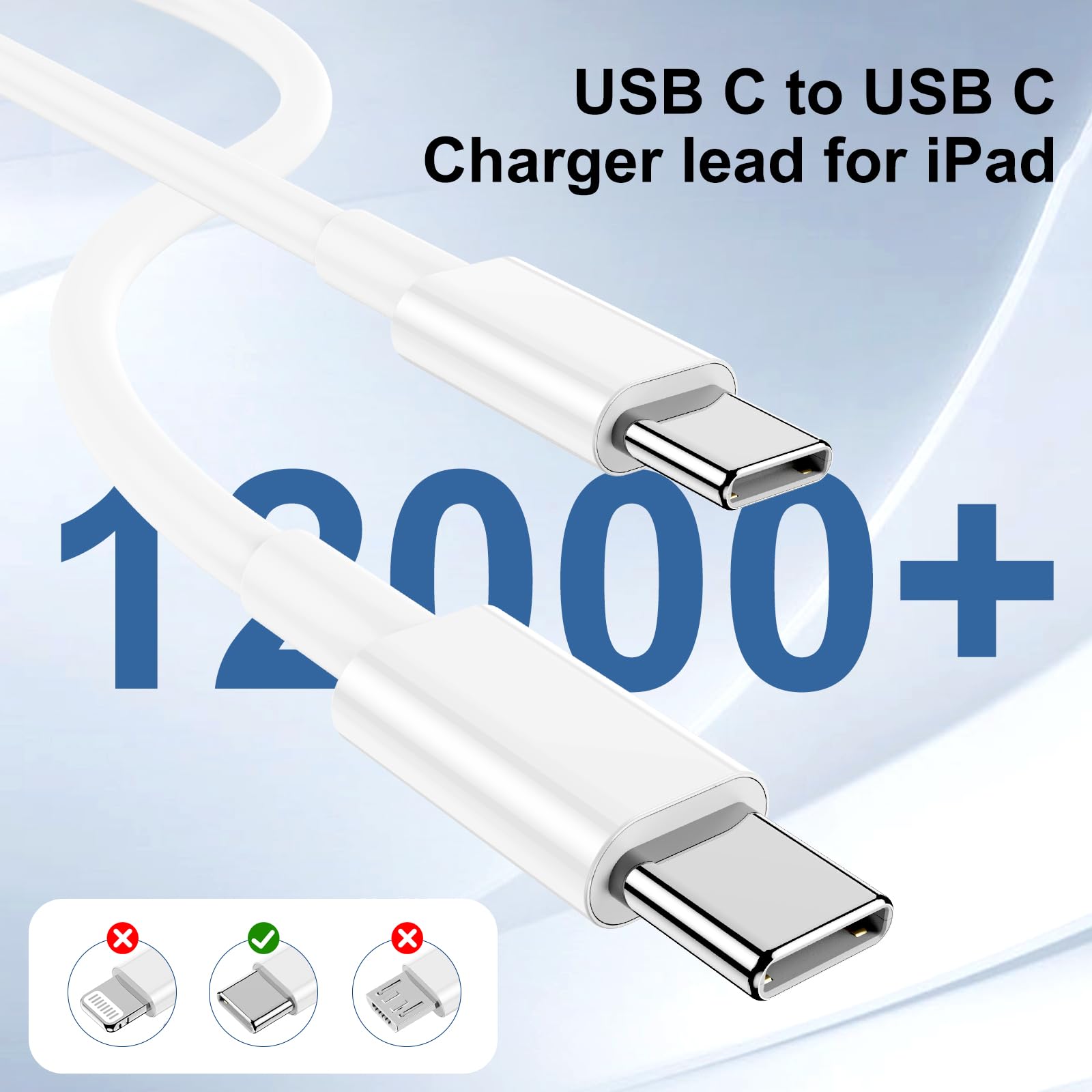 Susnwere Iphone 15 Charger 6 Ft With 20W Usb C Charger Block,2 Pack 20W Fast Wall Charger For 15/15 Pro/Pro Max/Ipad Pro Airpods/Samsung And More, With 2 Pack 6Ft Usb C Cable