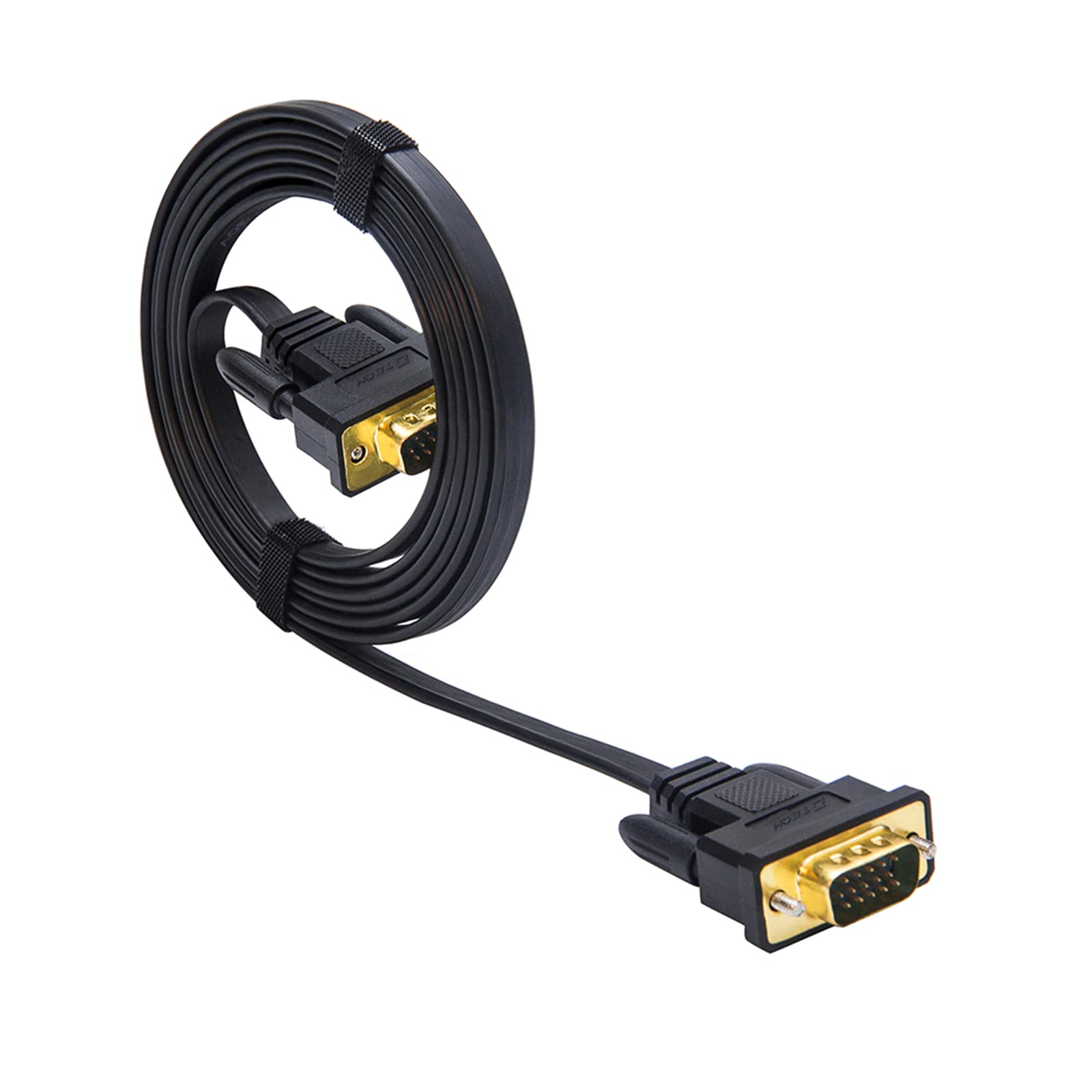 Dtech Thin Computer Monitor Vga Cable 6Ft Standard 15 Pin Connector Male To Male Vga Cord Flat Wire For Desktop (6 Feet, Black)