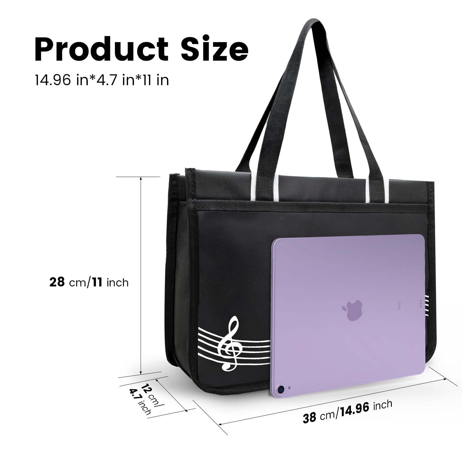 Bestsounds Piano Bag, Zipper Waterproof Music Book Tote Bag Piano Accessories For Students Kids, Women, Gifts For Musicians (Bla