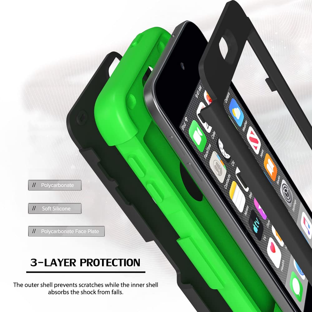 Callyue Ipod Touch Case Compatible Apple Ipod Touch 5Th 6Th & 7Th Generation , Pc + Silicone 2 In 1 Cover Protective Case For Ip