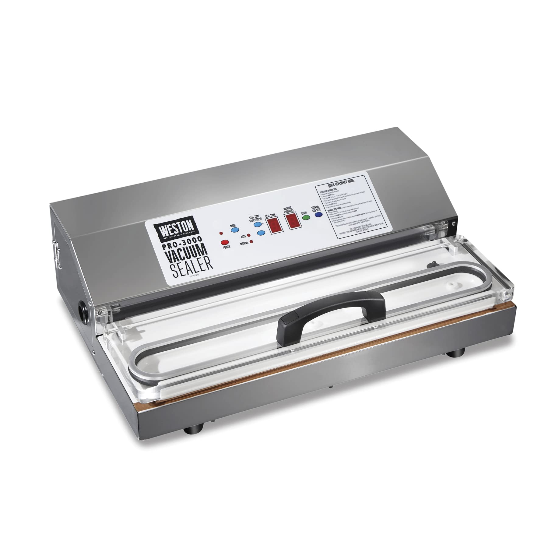 Weston Brands Vacuum Sealer Machine For Food Preservation & Sous Vide, Extra Wide Bar For Sealing Bags Up To 15' Wide, 935 Watts, Commercial Grade Pro 3000, Programmable Led Controls, Stainless Steel