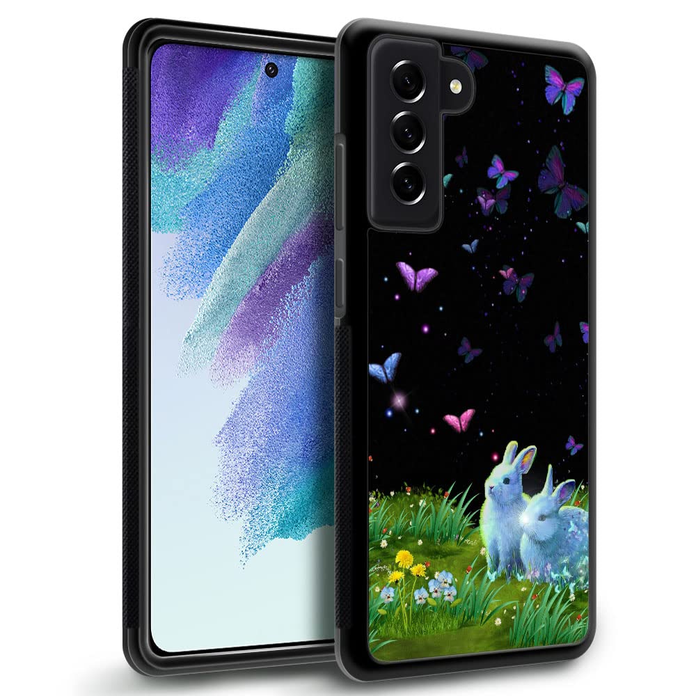 ZHEGAILIAN Compatible with Samsung Galaxy S23 Case, Bunnies Colorful Butterfly Shockproof Non-Slip TPU Bumper Cover 6.1 inch