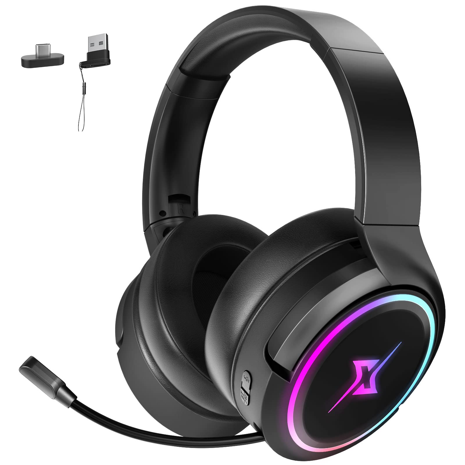 targeal 2.4G Wireless Gaming Headset for PC, PS4, PS5, Mac,Mobile- Rotatable & Foldable Bluetooth V5.3 Headphone-20h Battery & R
