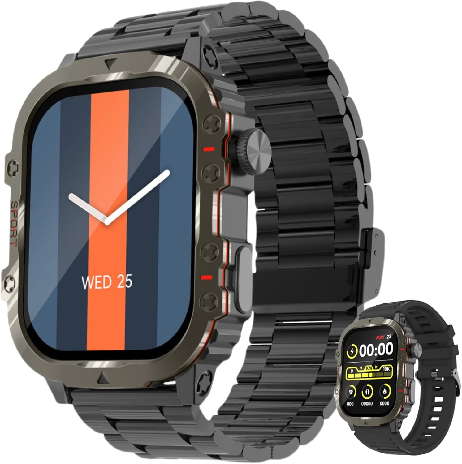 Kukzau Smart Watch For Women Men Fitness (Answer/Make Calls) Compatible With Iphone/Android Phones, 2.01 Hd Screen Outdoor Sport