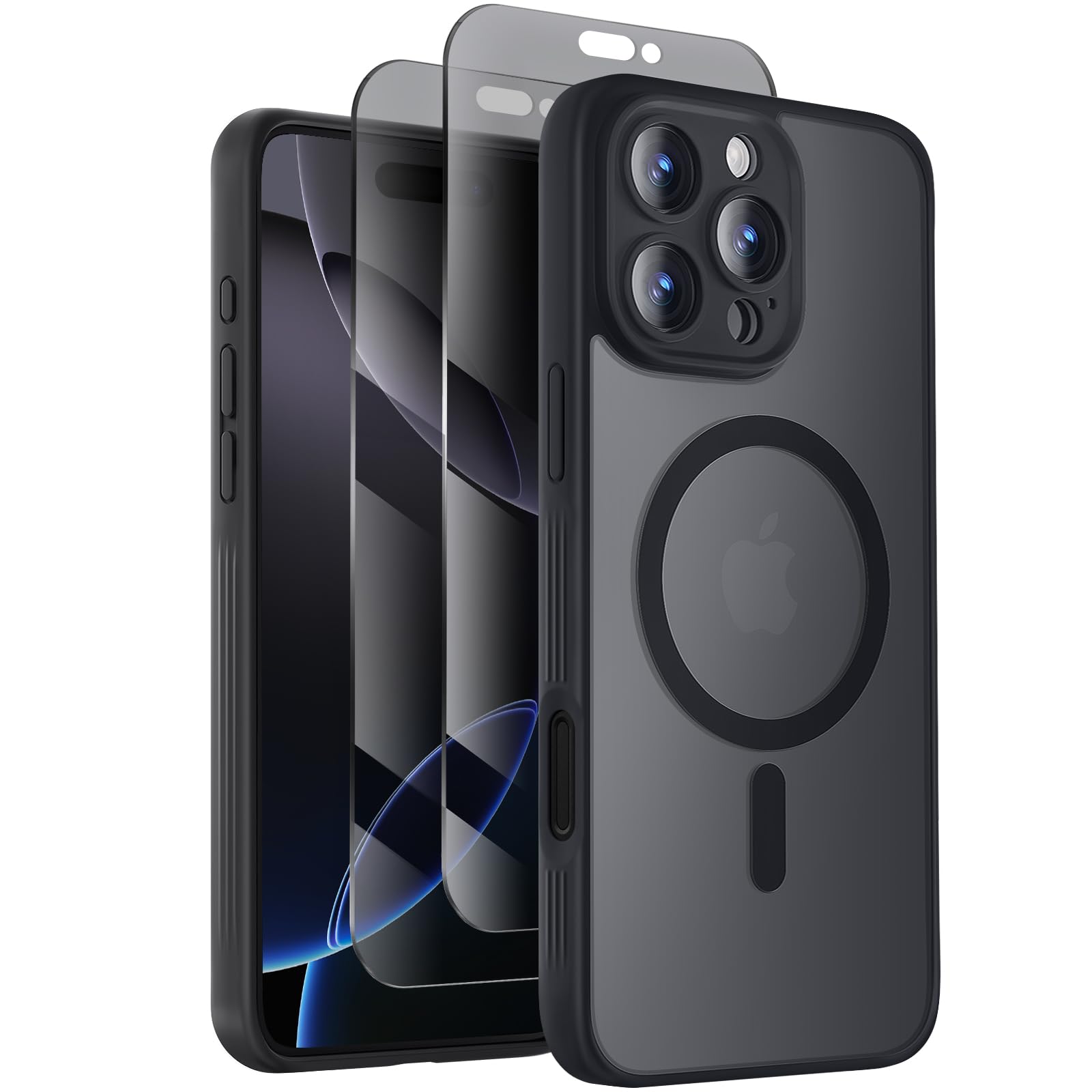Symcele Designed for iPhone 16 Pro Case, Compatible with MagSafe, with Privacy Screen Protectors X2, [Camera Protection] [15FT M