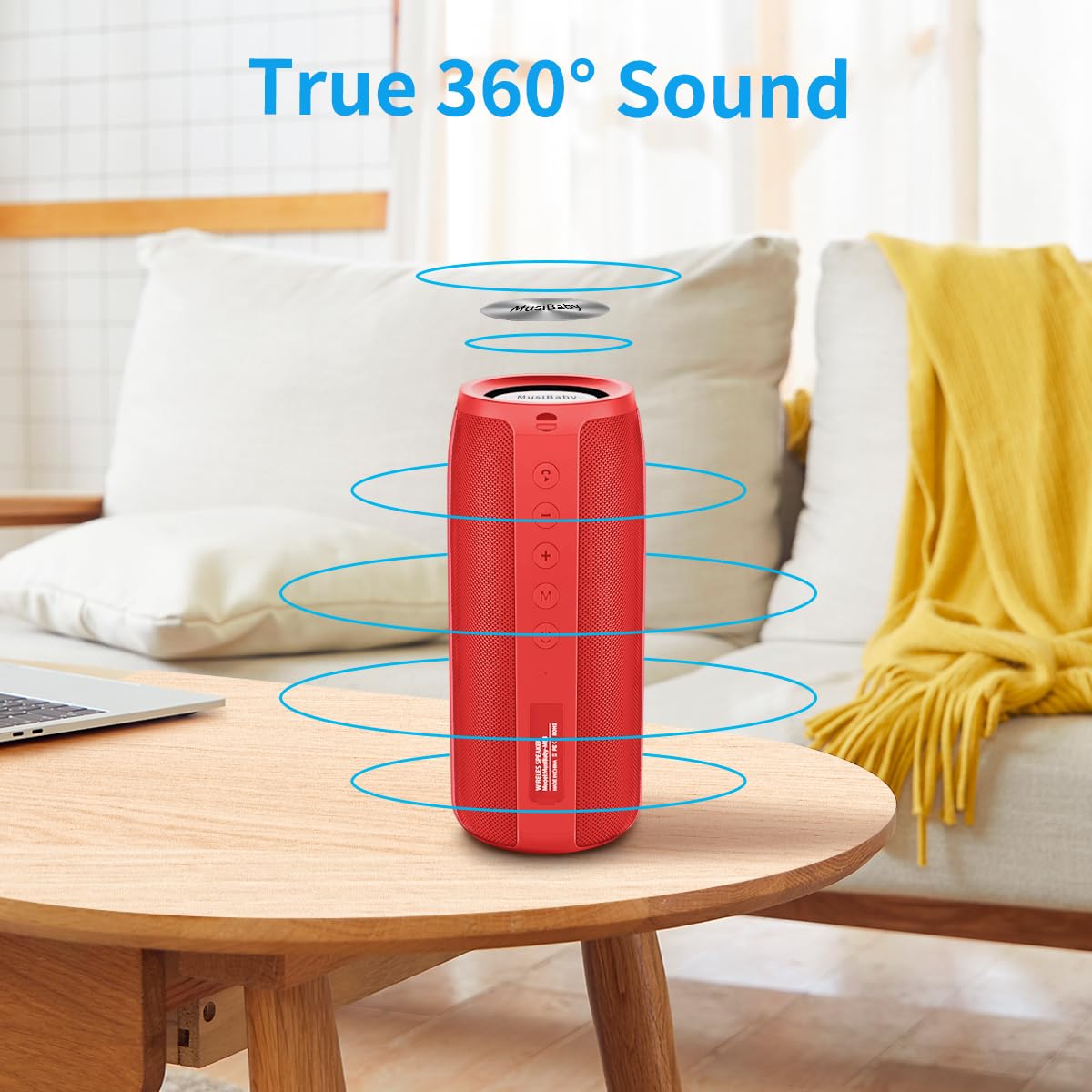 Bluetooth Speaker,Musibaby M88 Speaker,Speakers Bluetooth Wireless,Dual Pairing, Bluetooth 5.0,Loud Stereo Sound,Booming Bass,30H Playtime For Home& Outdoor Party,Beach,Portable Speaker,Gifts(Red)
