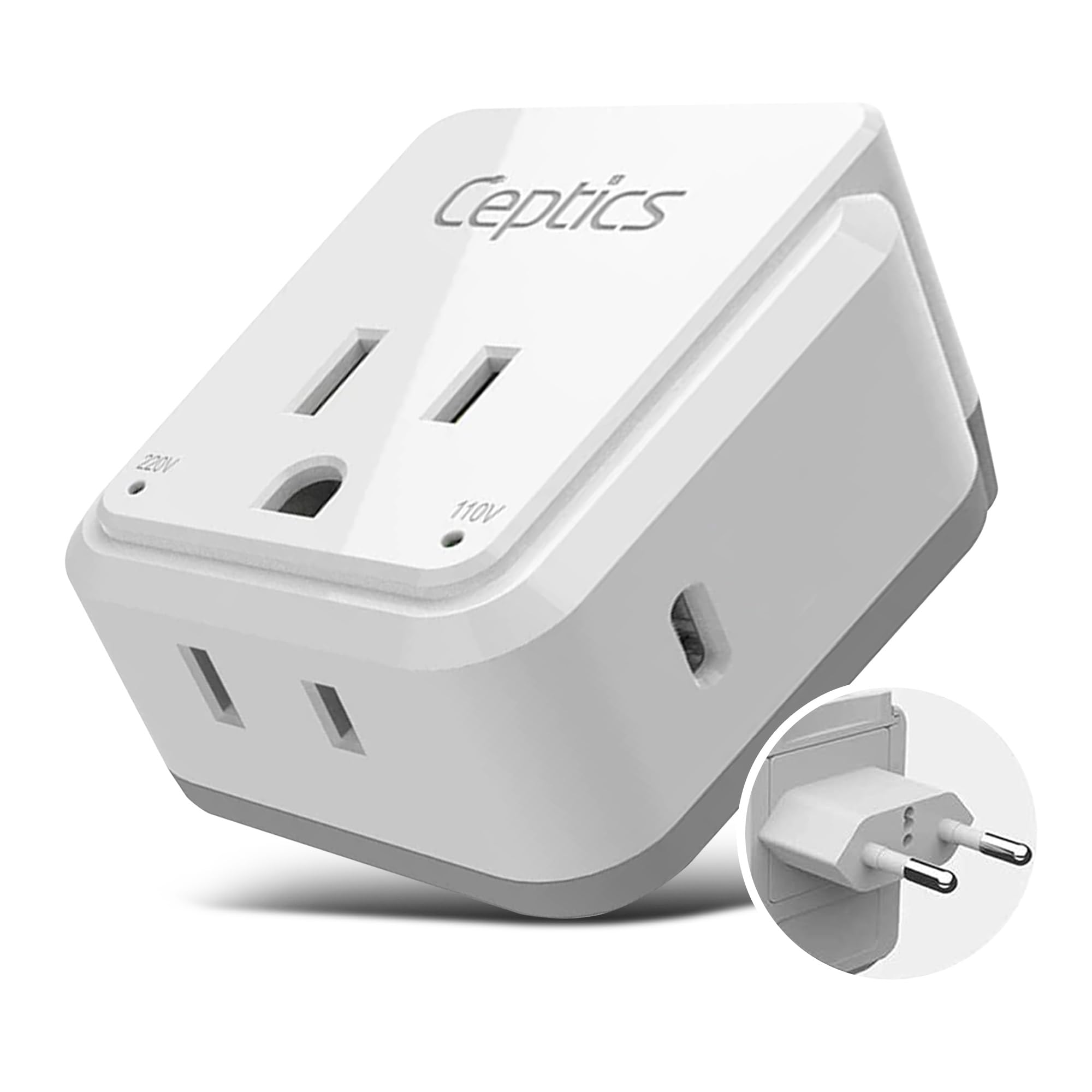 Ceptics European Plug Adapter, Safe Usb C 30W Pd & Qc 3.0 2 Usa Socket   Compact & Powerful   Use In Greece, Italy, Switzerland,
