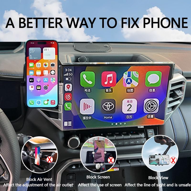 Juborre Car Phone Holder For 2022-2025 Toyota Tundra/2023 2024 2025 Sequoia Accessories,Phone Mount For Tundra/Sequoia With 14-I