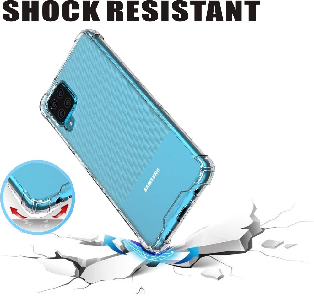 Folmeikat Samsung Galaxy A12 Phone Case, Clear Transparent Reinforced Corners Tpu Shock Absorption Flexible Cell Phone Cover For