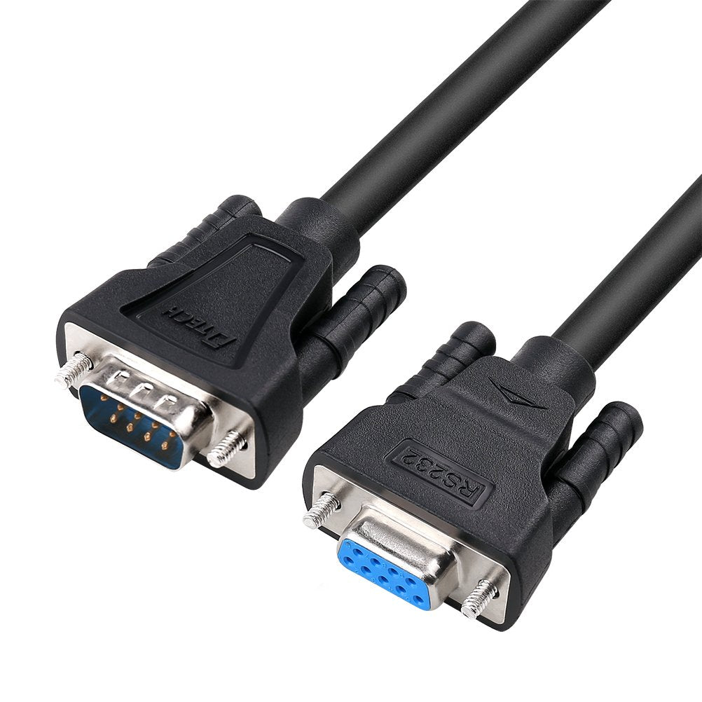 Dtech 10Ft Com Port Serial Cable Male To Female Rs232 Extension 9 Pin Straight Through Cord (3 Meter, Black)