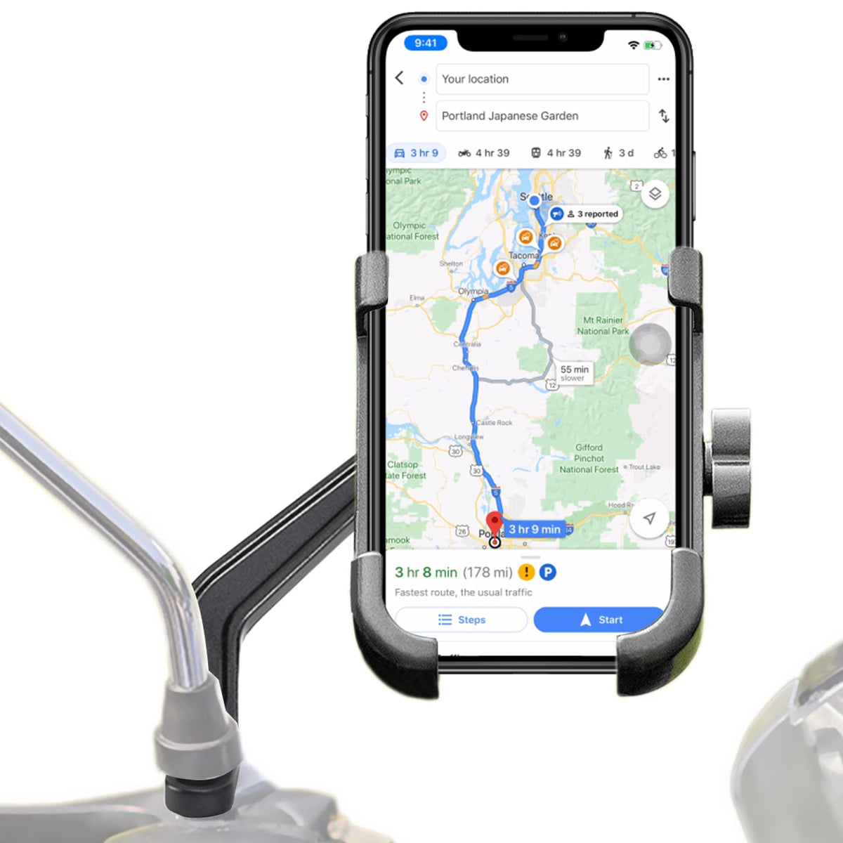 Homeet Motorcycle Phone Mount For Rearview Mirror, Metal Motorbike Phone Holder Smartphone Holder Mount 360    Rotation Adjustab