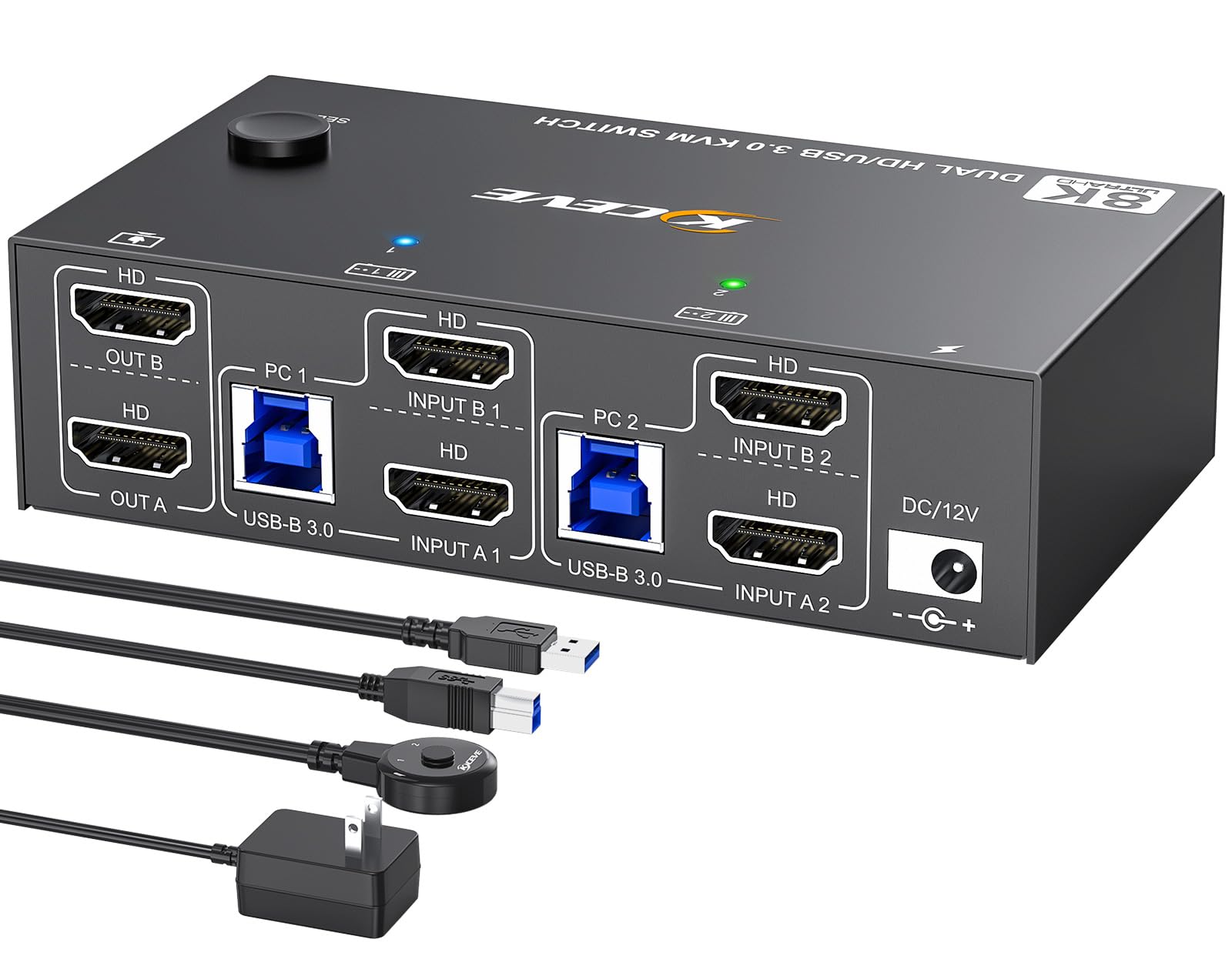 8K Hdmi Kvm Switch 2 Monitors 2 Computers 8K@60Hz 4K@144Hz, Mleeda Usb 3.0 Dual Monitor Kvm Switch For 2 Computer Share 2 Monito