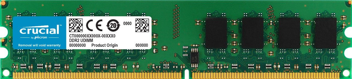 Crucial 2Gb Single Ddr2 667Mhz (Pc2-5300) Cl5 Unbuffered Udimm 240-Pin Desktop Memory Module Ct25664Aa667