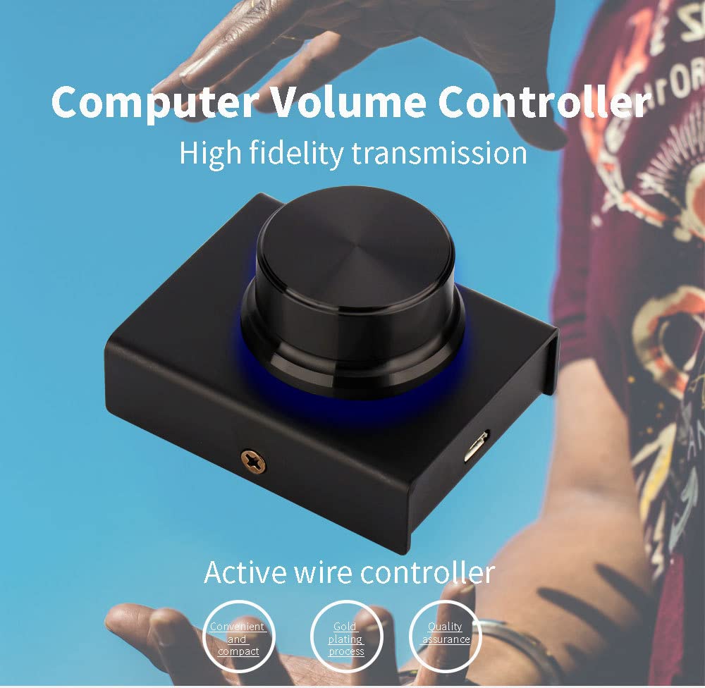 Volume Remote Control Button TIZOPO USB Volume Control Knob Black Plug and Play Mute Play Pause ...