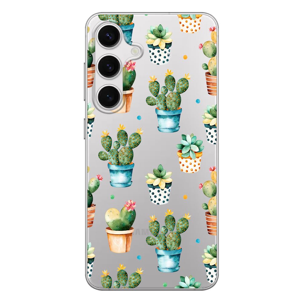 Blingy'S For Samsung Galaxy S24 Case, Women Girls Cute Cactus Design Fun Succulents Style Transparent Soft Tpu Protective Clear 