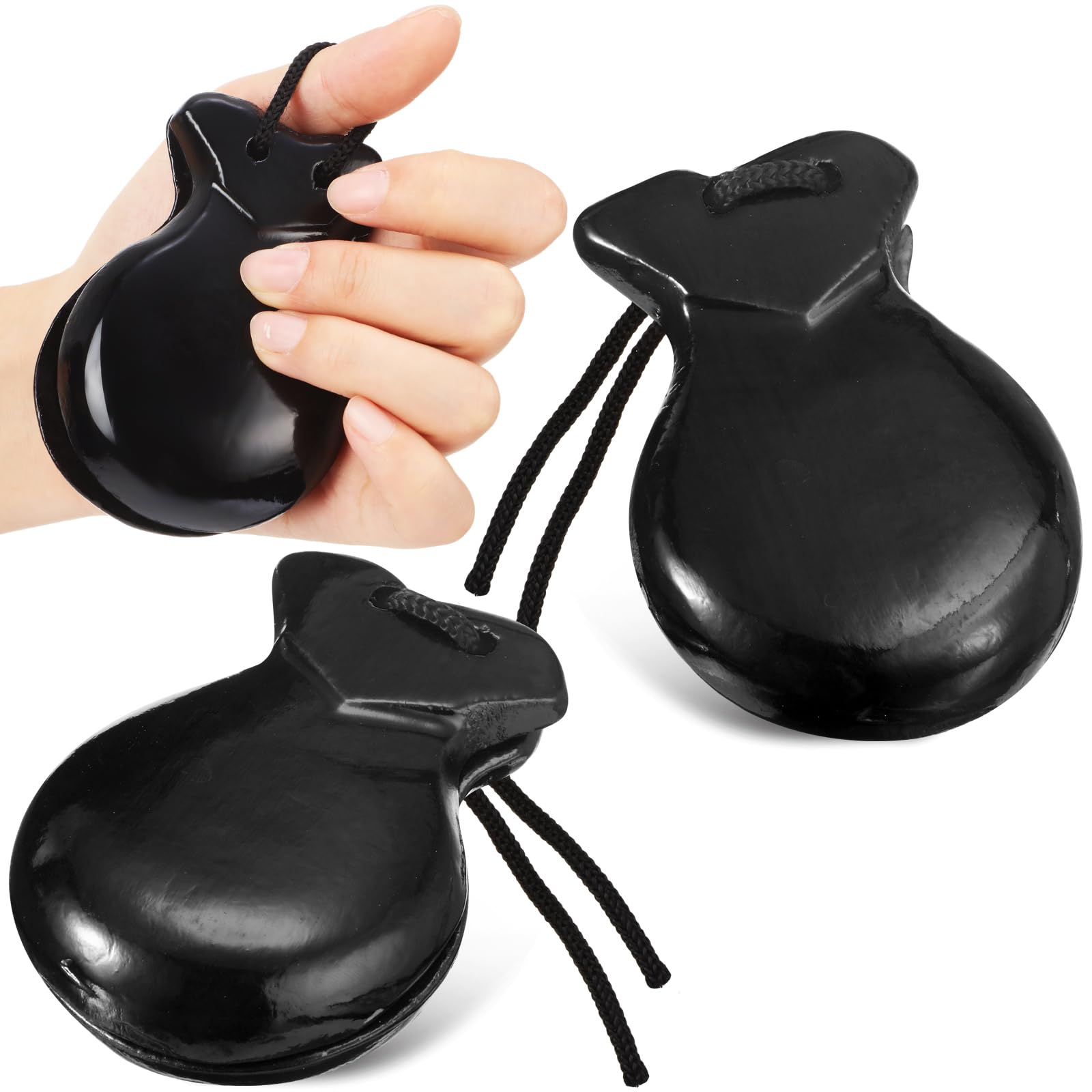 Motionchic 2 Pack Spanish Castanets Flamenco Castanets With String Traditional Wood Hand Percussion Castanets For Adults Kids Mu