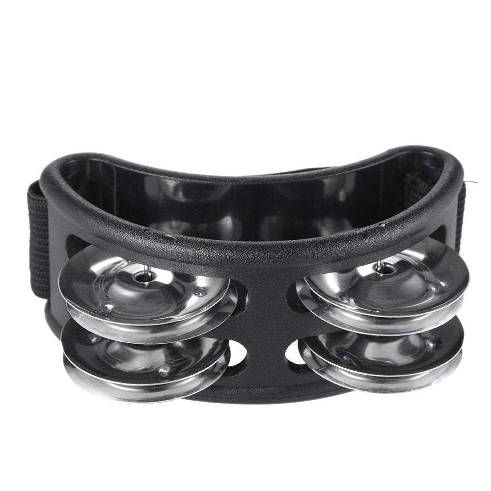 Foot Tambourine Percussion Musical Instrument Foot Drum Set With Metal Jingle Bell For Guitar Drum Accessory Instrument (Black)
