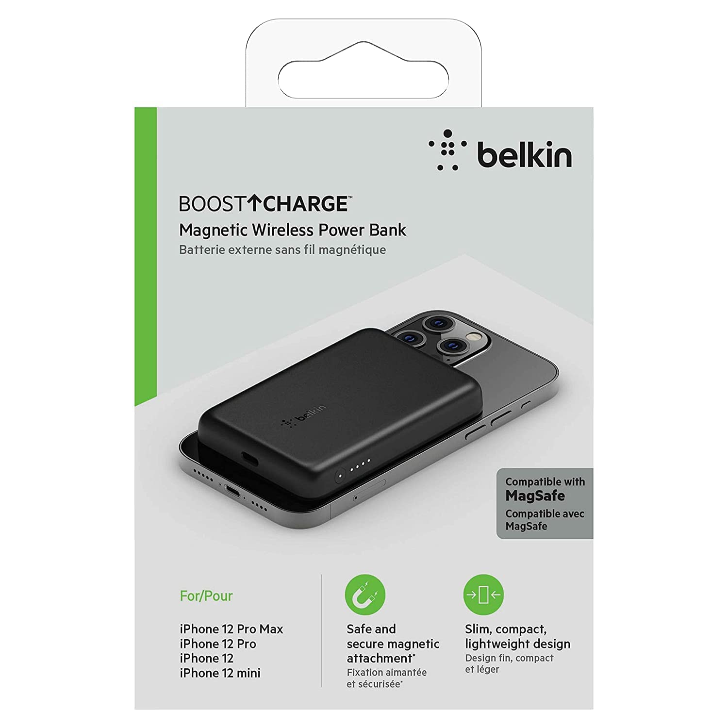 Belkin Portable Charger, MagSafe Compatible Wireless Power Bank   7.5W Wireless Charger   Portable Magnetic Battery Pack for iPhone 16, 15, 14, 13, Plus, Pro, Pro Max, Mini, AirPods, & More   Black
