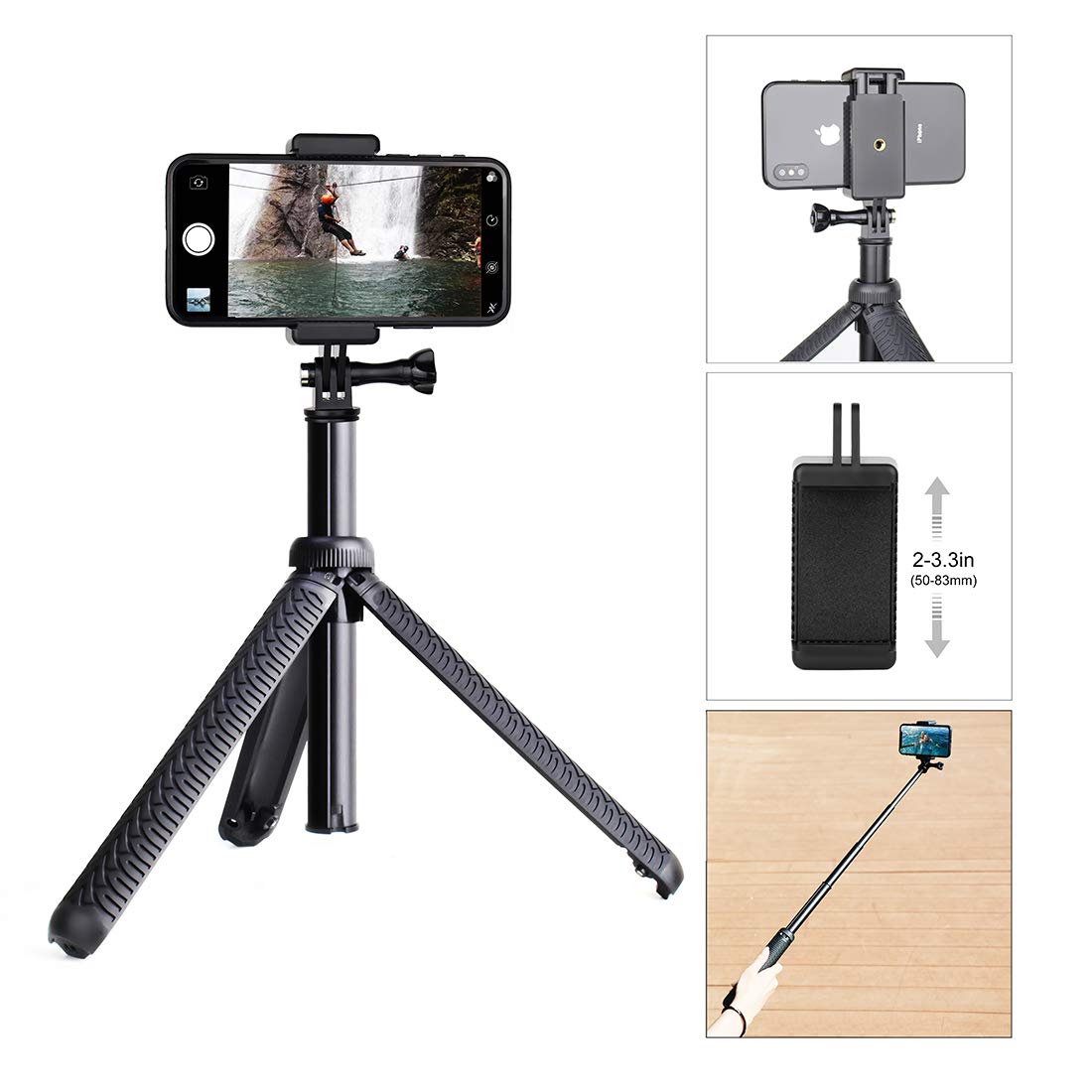 Extendable Selfie Stick/Handgrip/Monopod/Tripod For Gopro Hero 13 12 11 10 9 8 7 6 5 4 3 2 Session 2018, Acaso, Ek5000 Ek7000/Sj