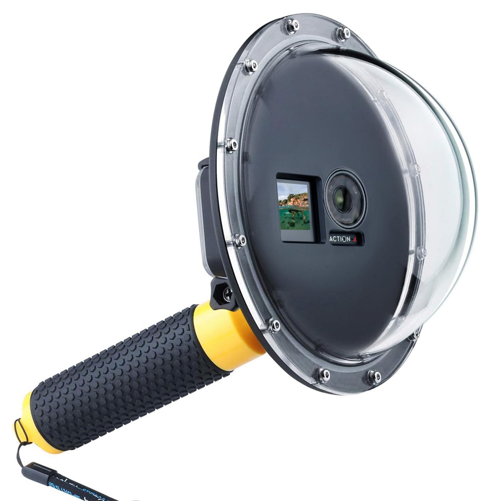 Gepuly 6''Dome Port For Dji Osmo Action 3 4 Action Camera, Built In Waterproof Housing Case And Floating Hand Grip, Extension Ar