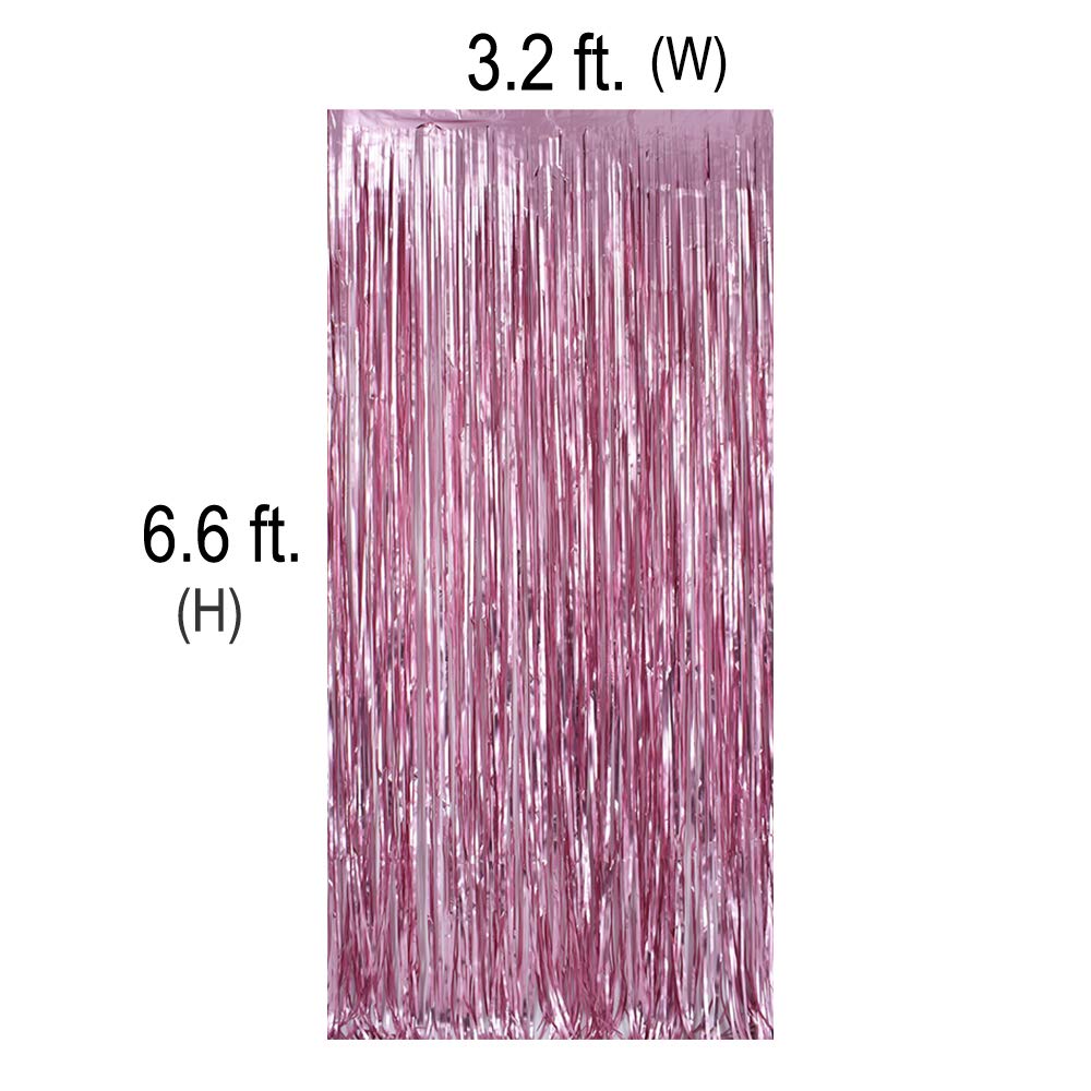 Metallic Tinsel Foil Fringe Curtains 3.2 Ft X 6.6 Ft Baby Shower Gender Reveals Party Decoration Party Photo Backdrop (Pink/Blue