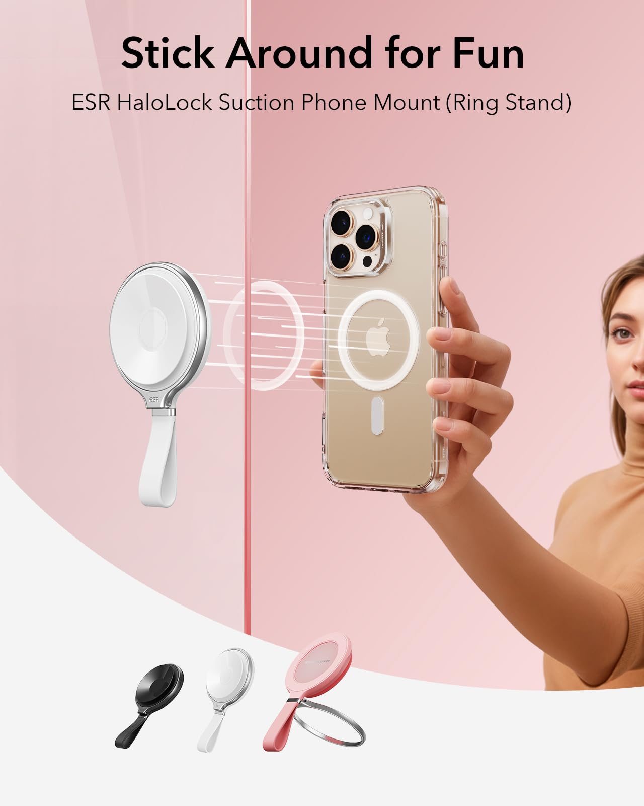 Esr For Magsafe Suction Mount, Sticky Phone Grip, Magnetic Phone Suction Grip, Silicone Suction Cup Phone Mount, Hands-Free Mirr