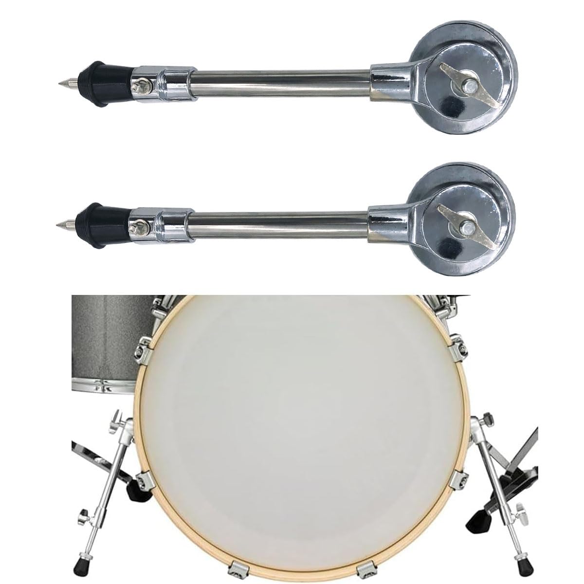 Tuoren 1 Pair Bass Drum Spurs Legs 360 Adjustable Metal Kick Drum Legs Floor Tom Leg Mount Bracket Bass Drum Legs For Bass Drum