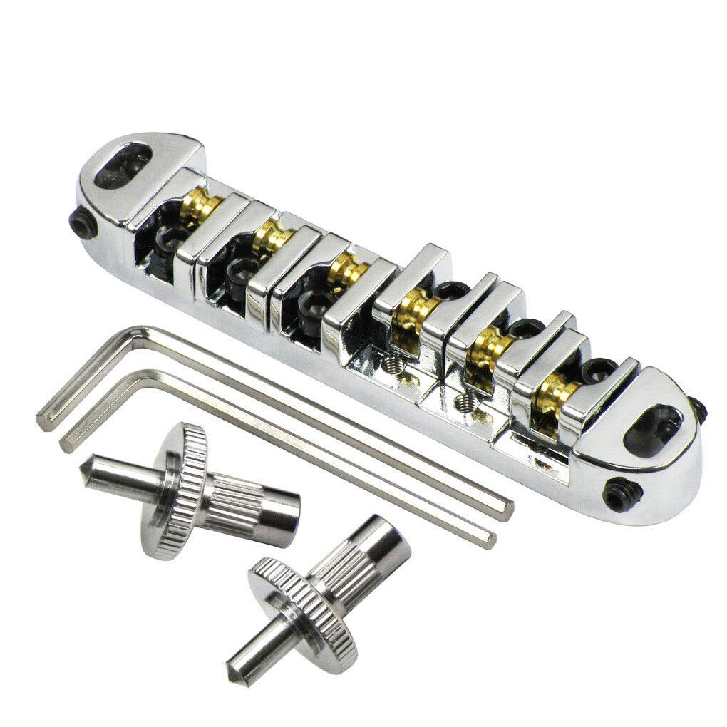 Abr 1 Style Tune O Matic Bridge Tailpiece Roller Saddle Bridge For Gibson Les Paul Gear Replacement (Chrome)