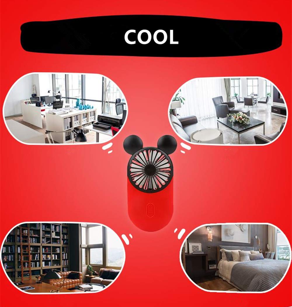 Kbinter Cute Personal Mini Fan, Handheld & Portable Usb Rechargeable Fan Beautiful Led Light, 3 Adjustable Speeds, Portable Hold