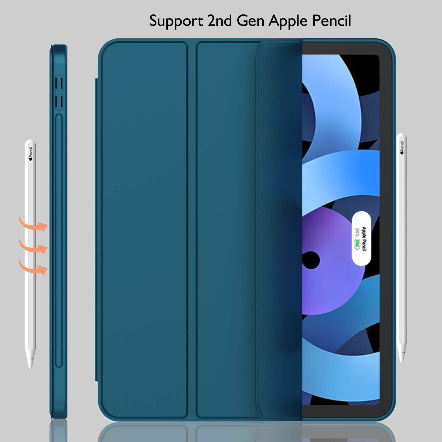 Imieet Ipad Air 11 Inch Case M3(2025) / M2 (2024), Ipad Air 5Th/4Th Generation Case 2022/2020 10.9 Inch With Pencil Holder,Trifold Stand Smart Case With Soft Tpu Back(Emerald)