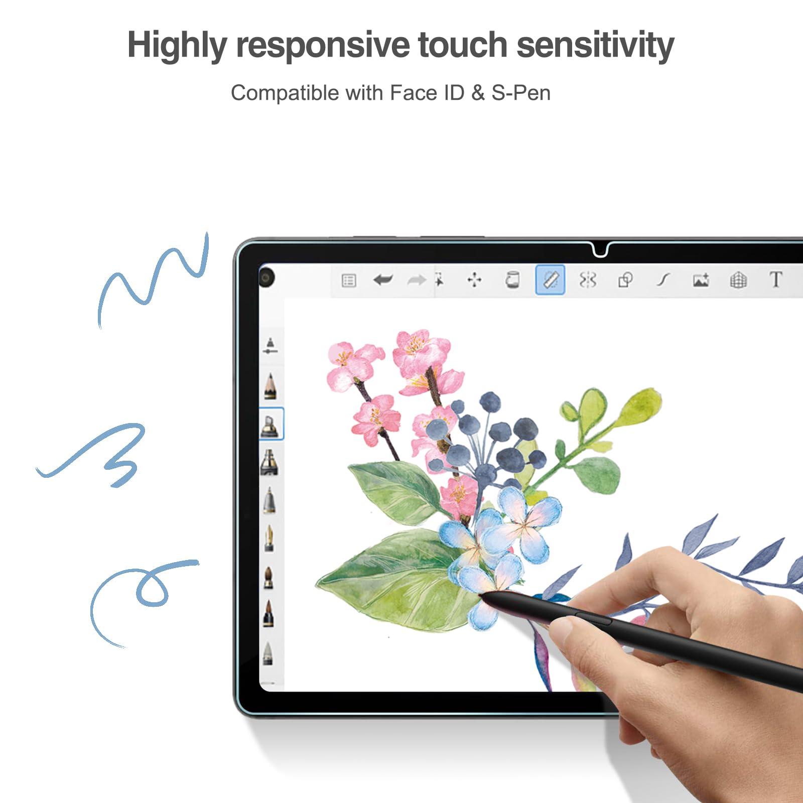 Procase 2 Pack Screen Protector For Galaxy Tab S9 Fe 5G Wifi 10.9'' 2023 / Tab S9 11 Inch + 2 Pack Camera Lens Protector Matchin