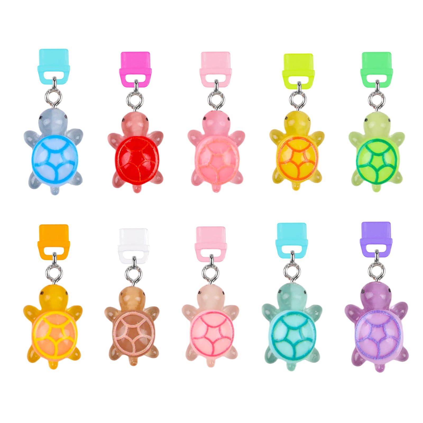 TAKEALOOKO Dust Plug Charms for Kindle - 10Pcs Fluorescent Resin Cute Sea Turtle Dustplug Accessories, Gift for E-Reader Book Lo