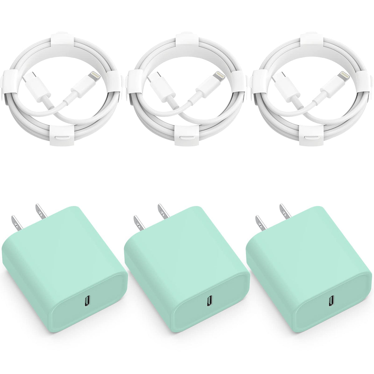 Cqdkwg Fast Charger, 3 Pack 20W Pd Usb C Wall Charger & 6Ft Cable, Mfi Certified, Compatible With Iphone 14/13/12/11 Pro Max, Xs