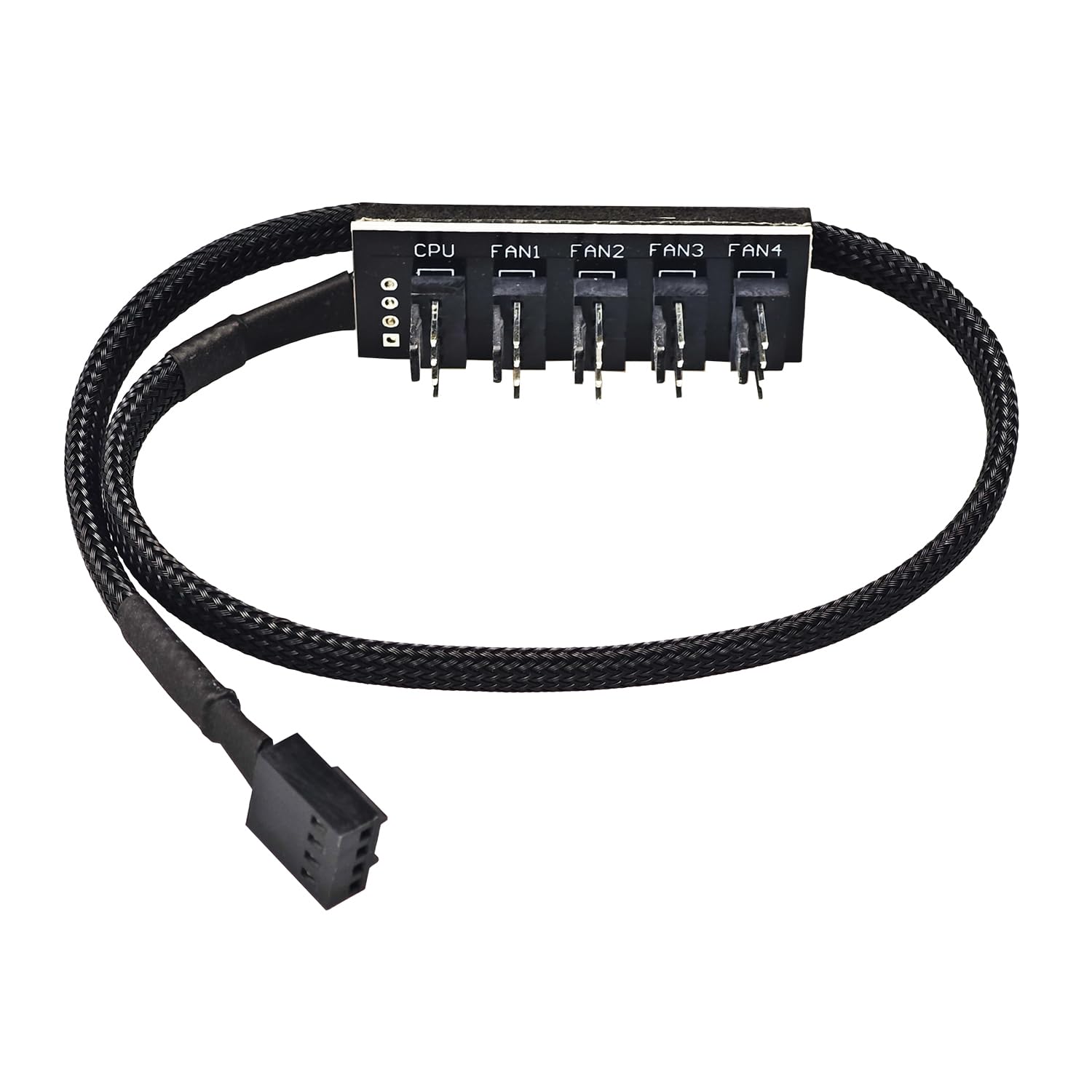 PWM Fan Hub Splitter 4 Pin Black Sleeved 1 to 5 Way PC CPU Cooling Case Fan Splitter Hub Adapter Cable for Computer Cooler Case 