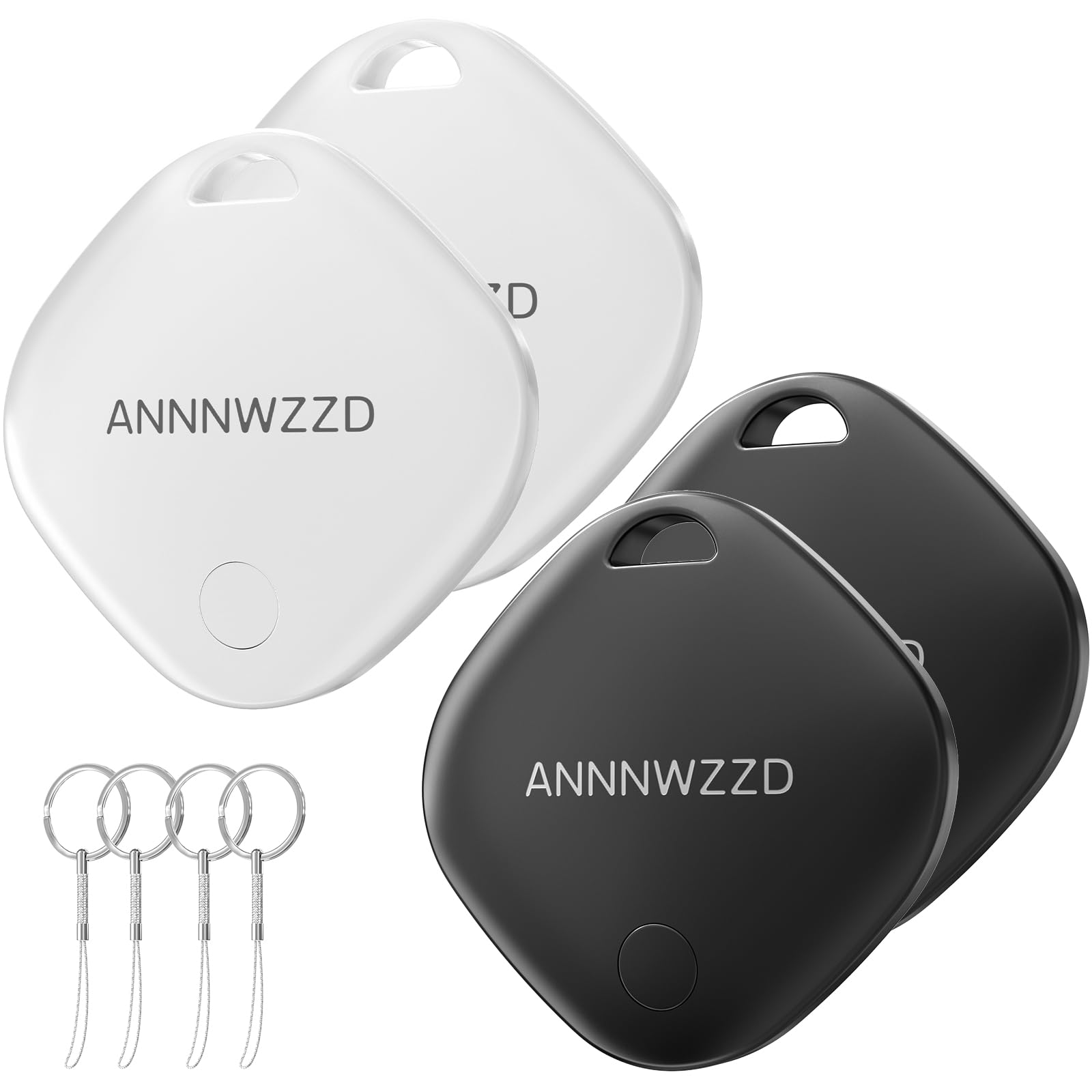 ANNNWZZD Tags 4 Pack Air Tracker Item Finders with Apple Find My (iOS Only) Track Your Keys, Wallet, Luggage, Backpack, Super Li
