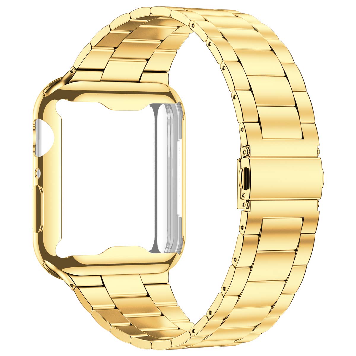 Wolait Compatible With Apple Watch Band 42Mm 44Mm 45Mm 38Mm 40Mm 41Mm With Case, Upgraded Business Stainless Steel Band With Scr