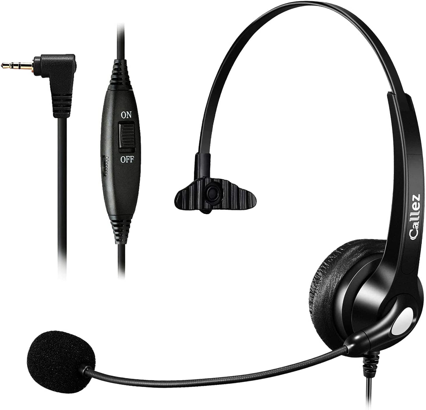Callez Phone Headset With Noise Cancelling Microphone, Office Telephone Headsets For Cordless Dect Phones With 2.5Mm Headphones