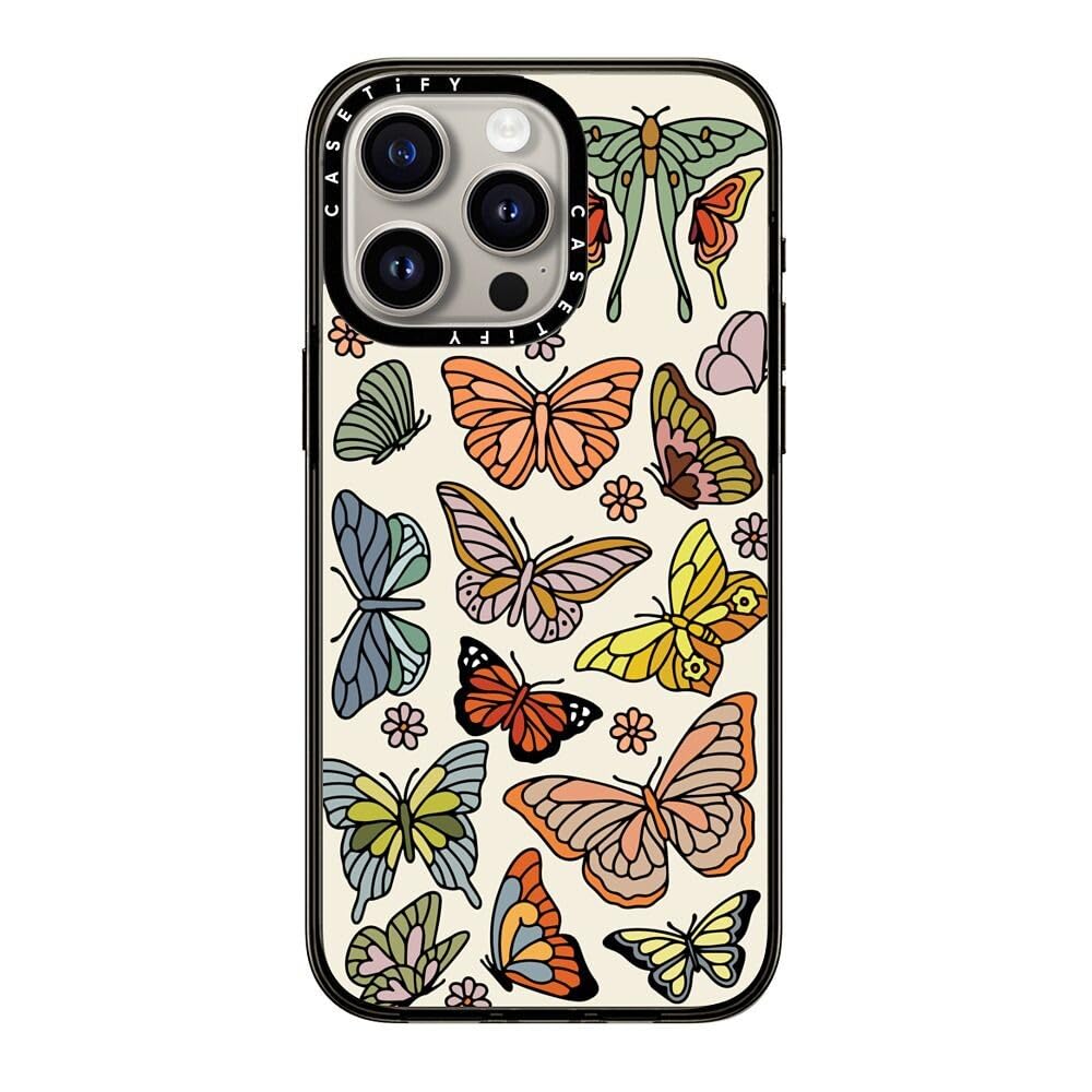 Casetify Compact Case For Iphone 15 Pro Max [2X Military Grade Drop Tested / 4Ft Drop Protection]   Butterfly Study   Clear Blac