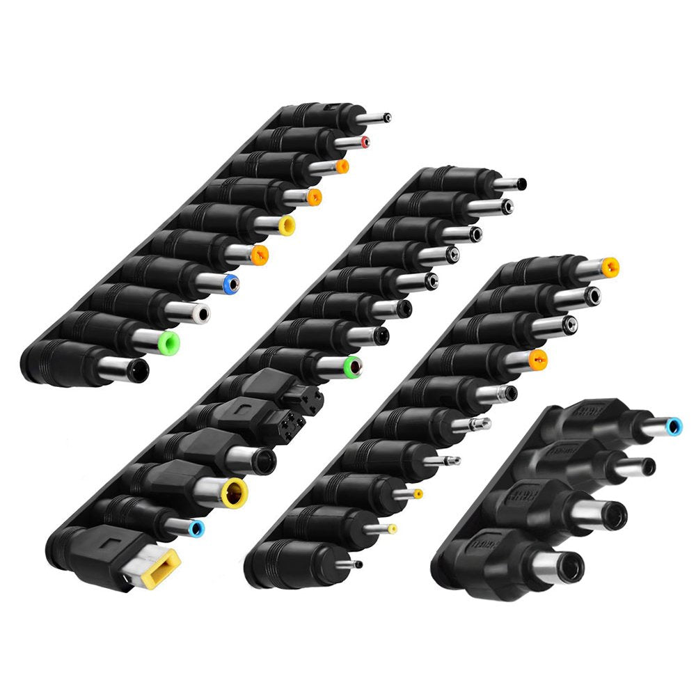 Aceyoon 38 Pcs Universal Laptop Dc Power Adapter Tips 5.5 Mm X 2.1 Mm Dc Ac Power Adapter Kits Connector For Thinkpad Power Supply Plug Jack Sets