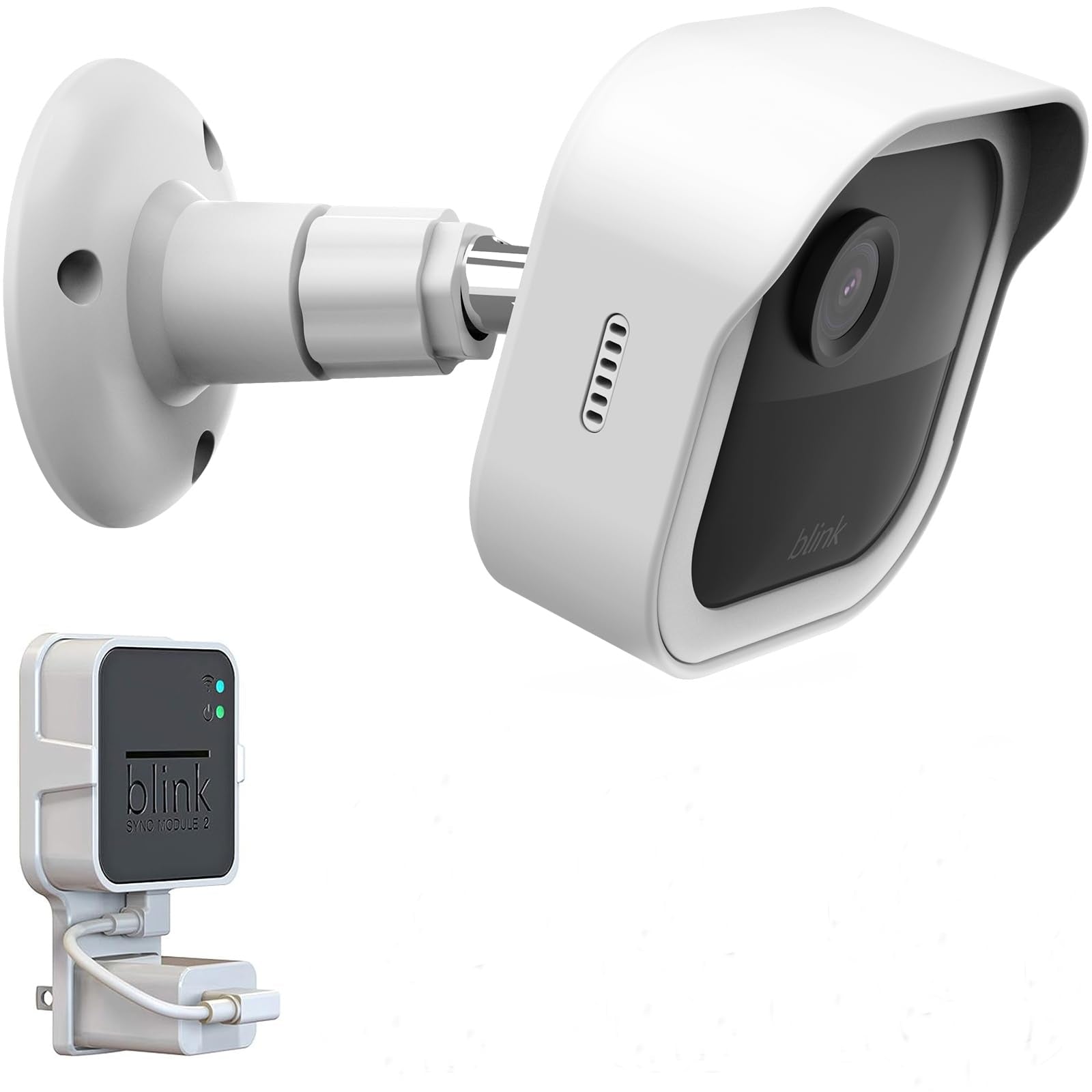 Blink Outdoor 4 (4Th Gen) Wall Mount, Weatherproof Protective Cover And 360 Degree Adjustable Mount With Blink Sync Module 2 Outlet Mount For Blink Outdoor Indoor Security Camera (White, 1 Pack)