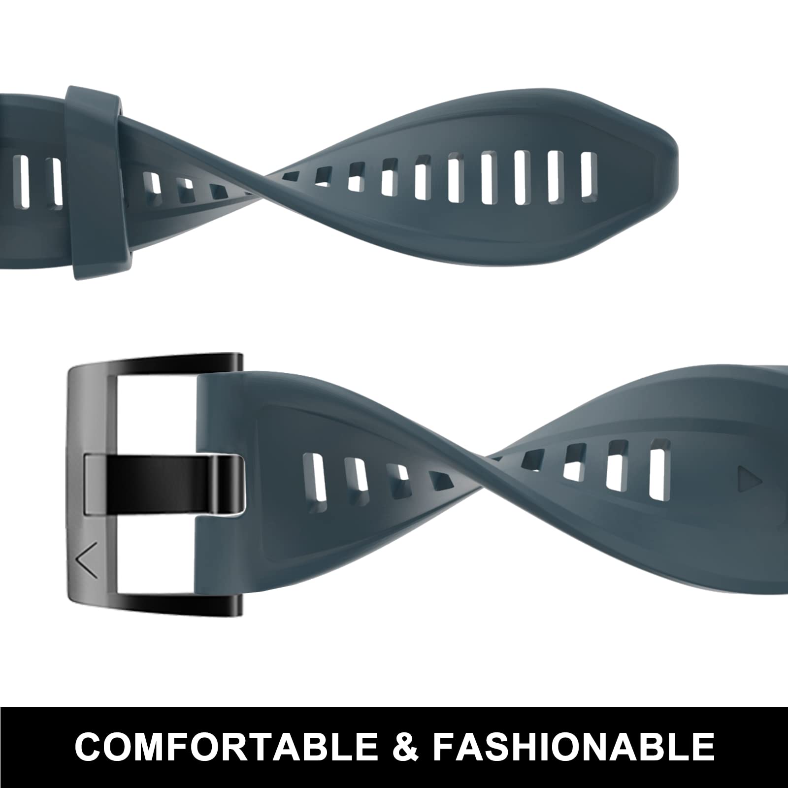 Overstep Compatible With Fenix 7X Band, 26Mm Width Soft Silicone Watch Strap For Garmin Fenix 5X/Fenix 5X Plus/Fenix 6X/Fenix 6X