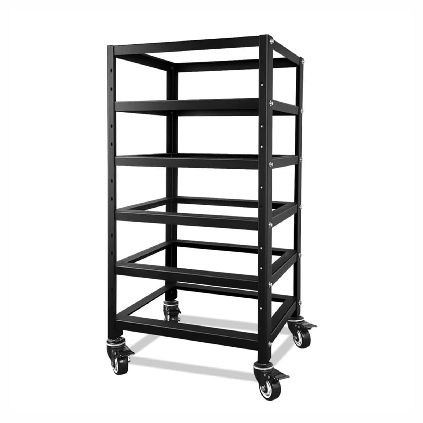 SUNGOLDPOWER 3U Server Rack Battery Rack, 5-Layer Rack for 48V 100Ah Lithium Batteries, Stackable Battery Holder with Wheels & O
