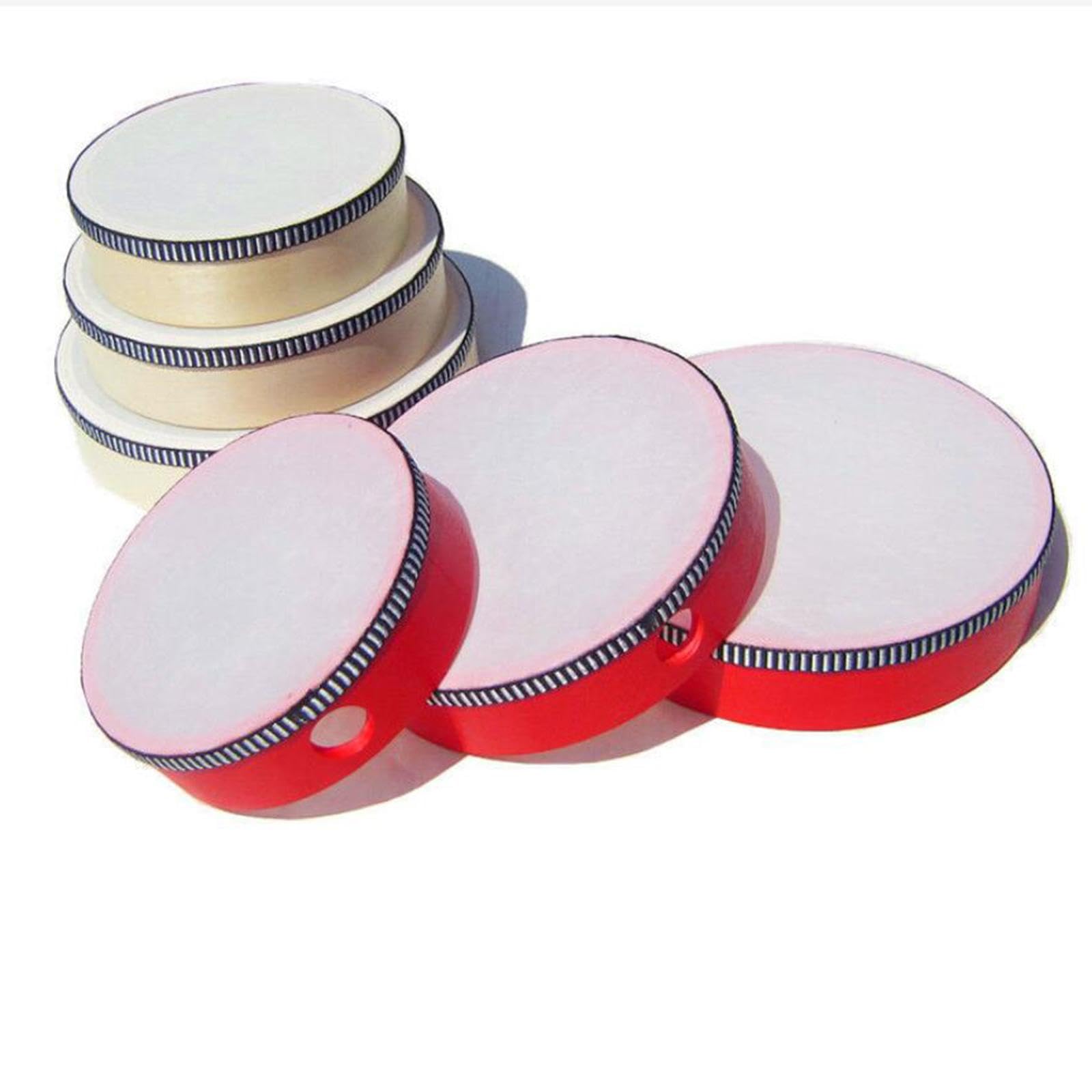 SECRET DESIRE Wooden Hand Held Drum Adults Ktv Children Musical Educational Toy Tambourine 6Inch White