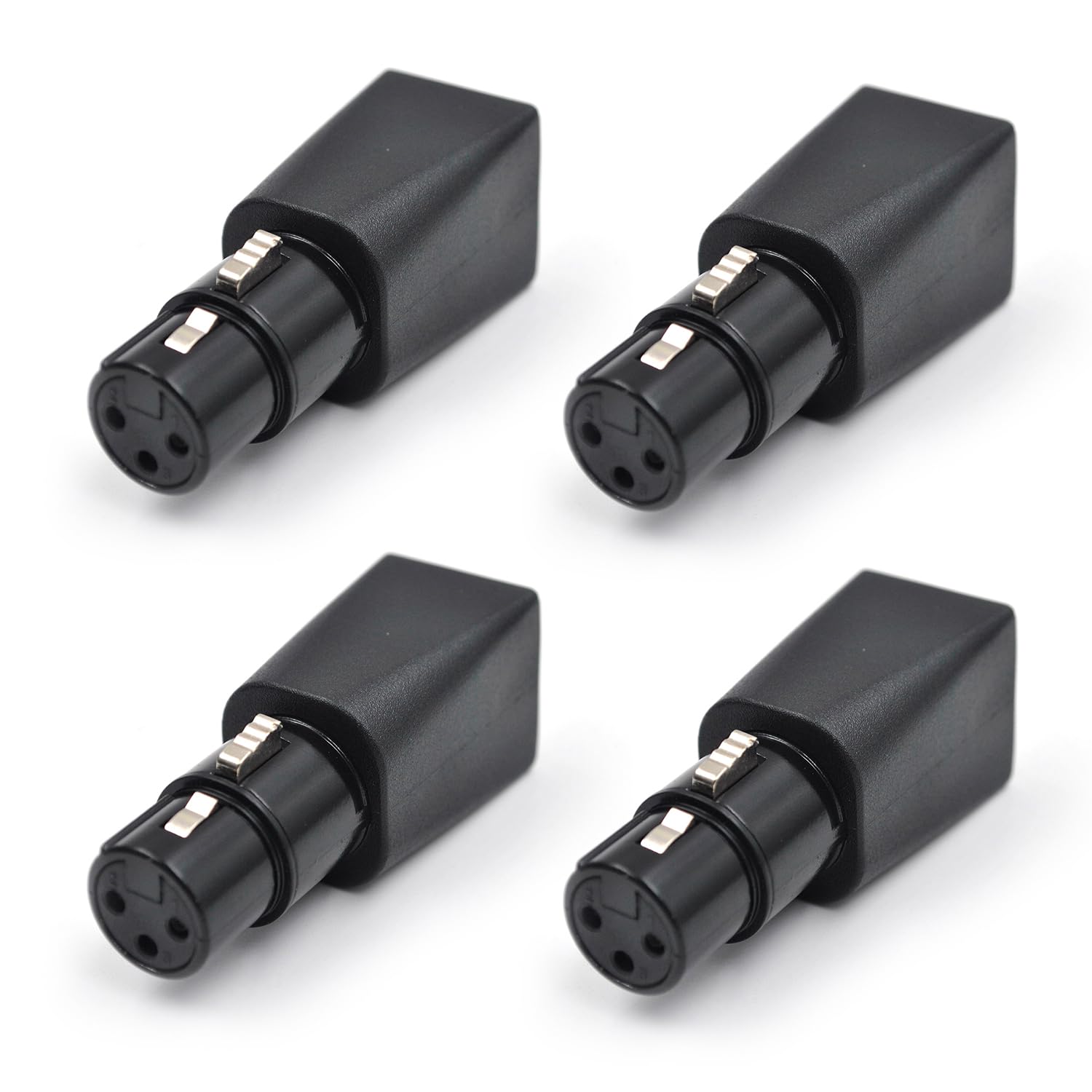 Zhupoub (4Pack) Fmale 3 Pin Xlr Adapter Plug Dmx To Rj45 Connector To Ethernet, Black