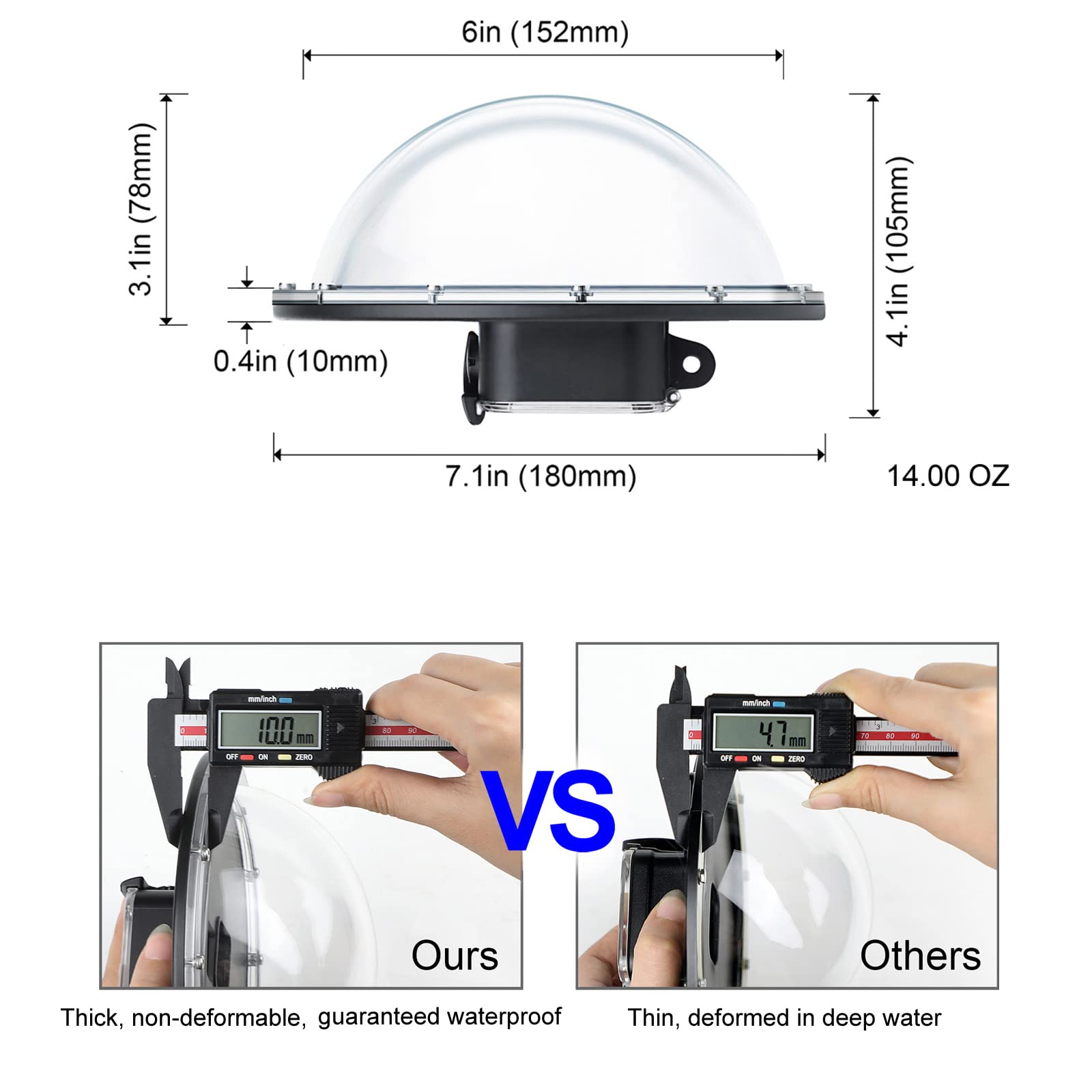 Soonsun Dome Port Lens For Gopro Hero 5 6 7 Black Silver White Hero (2018) With Waterproof Housing Case Trigger Floating Hand Gr