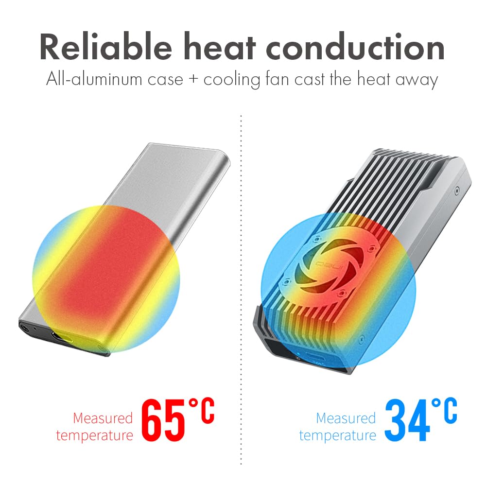 Ineo Usb 4.0 M.2 Nvme Ssd Enclosure With Built In Cooling Fan   Compatible With Thunderbolt 3/4 & Usb 4/3/2 [C2598 Nvme, 40Gbps]