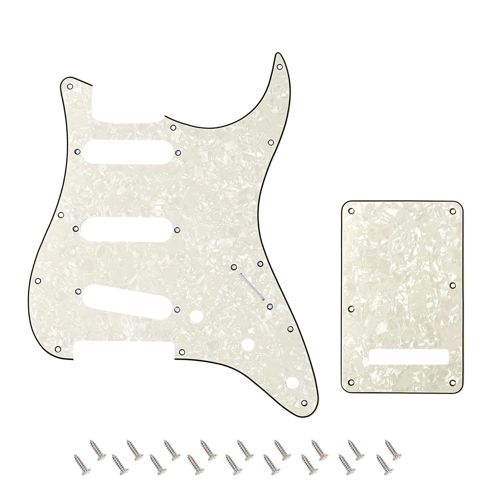 Banworks 4 Ply Strat SSS Pickguard 11-Hole Pickguard Scratch Plate & Backplate 6-Hole Trem Tremolo Cover Set for USA/Mexican Fen