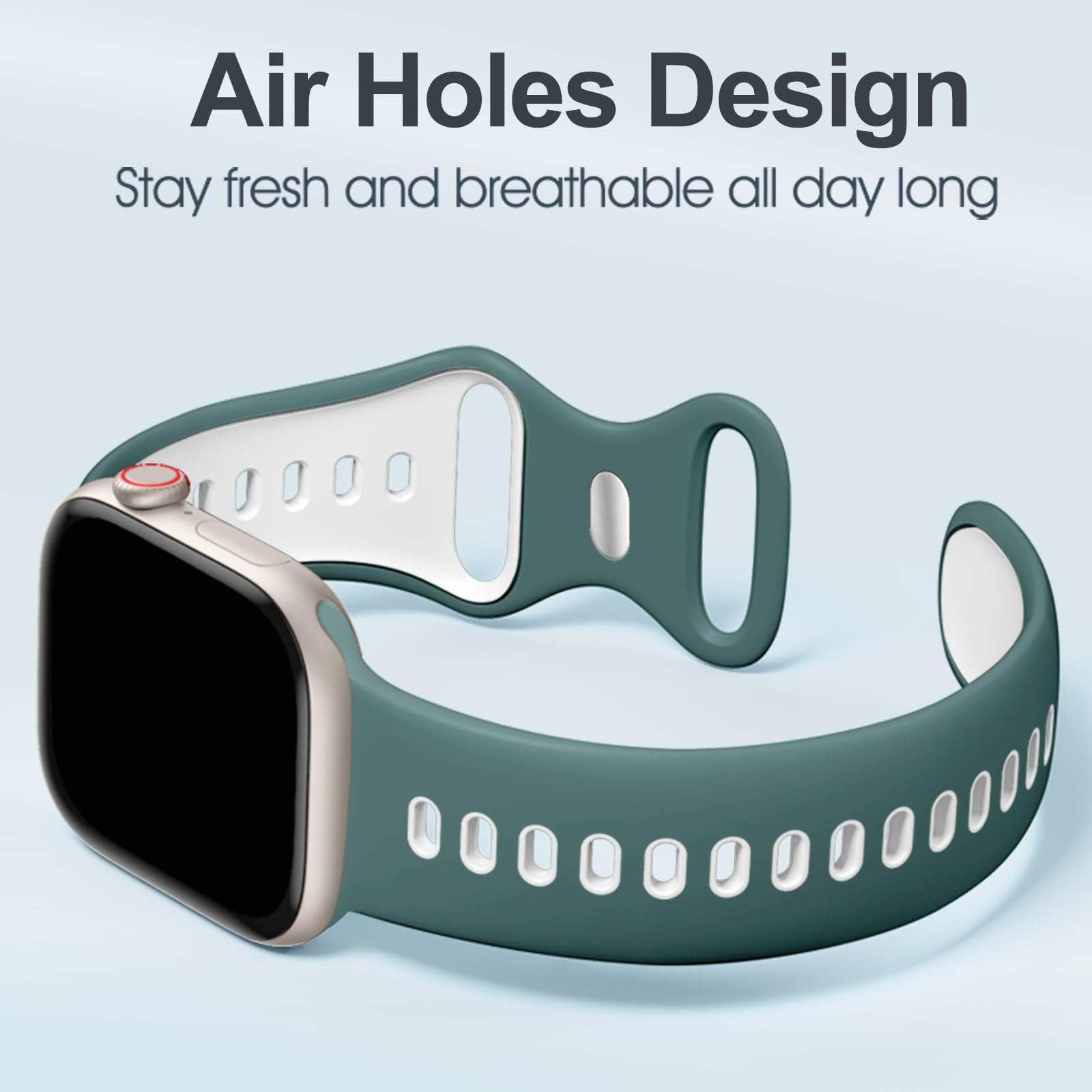 Witzon Silicone Band Compatible With Apple Watch Bands For Women 46Mm 45Mm 44Mm 42Mm, Soft Sport Strap Breathable Smart Watches