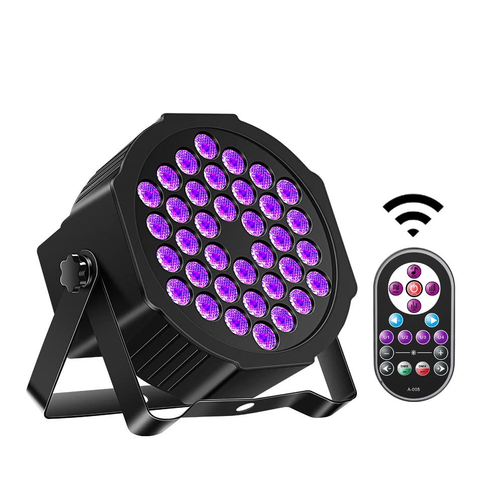 36LED Black Lights, UKing 72W UV Stage Lights Blacklight with Glow in The Dark Party Supplies by DMX and Remote Control for Hal