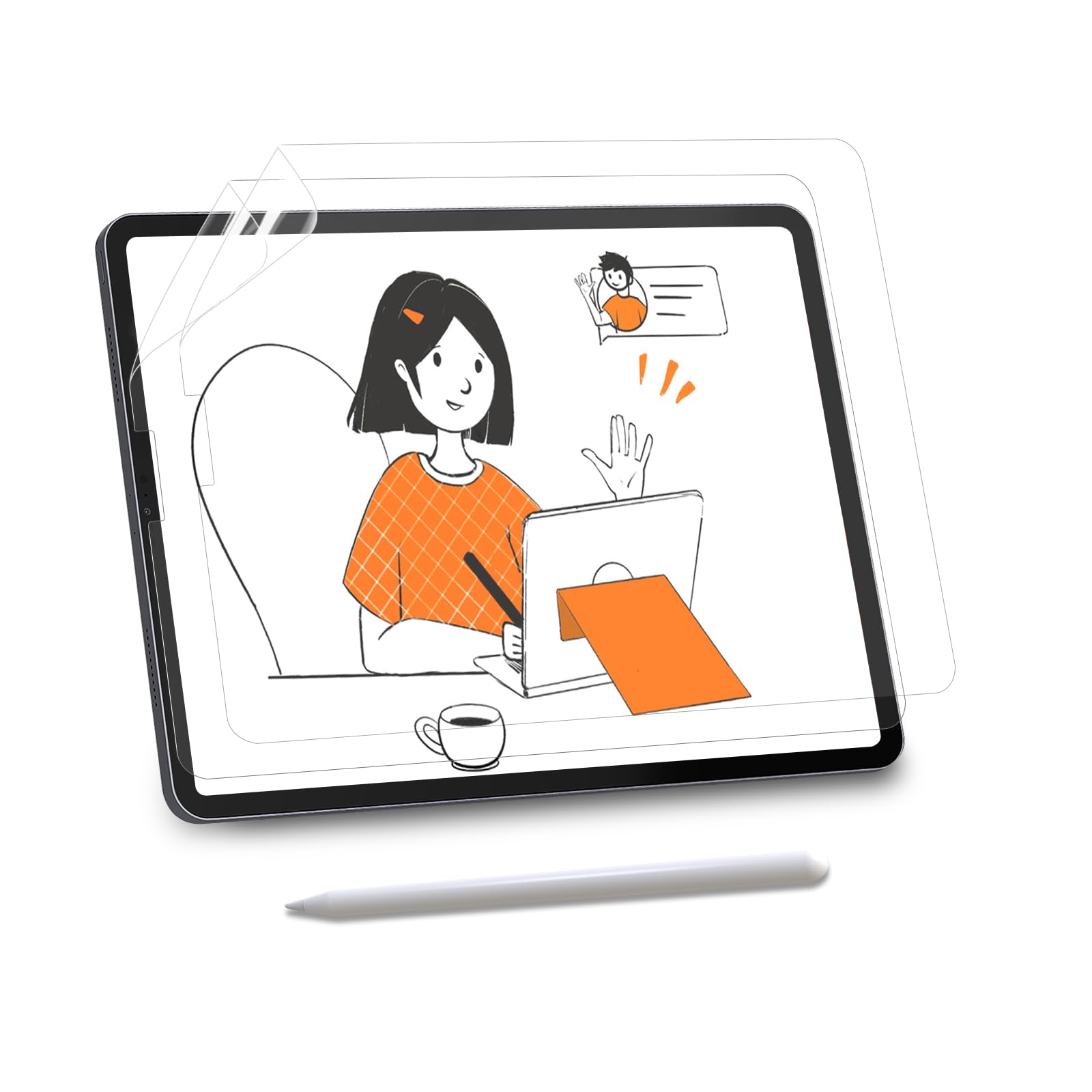 Kct 2 Pack Paperfeel Screen Protector Compatible With Ipad Pro 12.9 (2022 & 2021 & 2020 & 2018 Models), Matte Pet Film For Drawing, No Glare With Easy Installation Kit